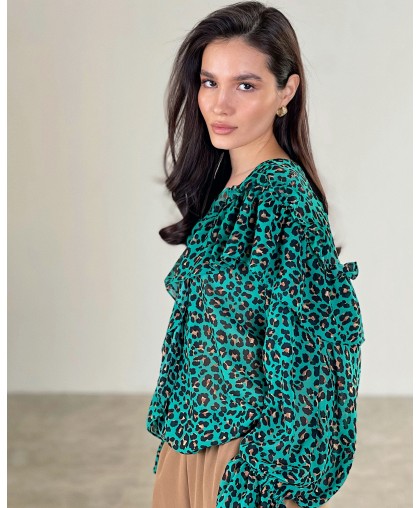 Объемная блузка с леопардовым принтом 